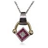 Image 2 : 14KT Two-Tone Gold 0.86 ctw Ruby, Sapphire and Diamond Pendant With Chain