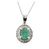 Image 2 : 14KT White Gold 1.07 ctw Emerald and Diamond Pendant With Chain