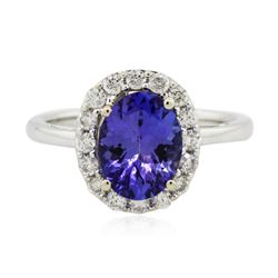 14KT White Gold 2.25 ctw Tanzanite and Diamond Ring