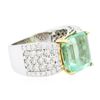 Image 2 : 14KT Two-Tone Gold 5.97 ctw Emerald and Diamond Ring