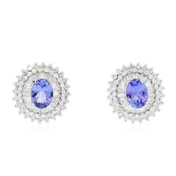 14KT White Gold 2.44 ctw Tanzanite and Diamond Stud Earrings