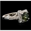 Image 2 : 14KT White Gold 1.88 ctw Green Tourmaline and Diamond Ring