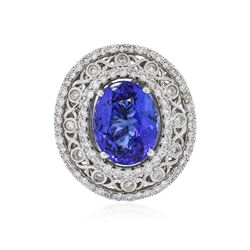 18KT White Gold 5.38 ctw Tanzanite and Diamond Ring