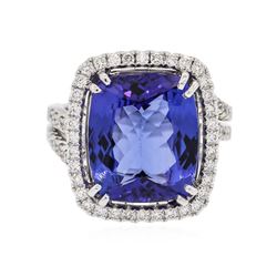 18KT White Gold GIA Certified 10.65 ctw Tanzanite and Diamond Ring