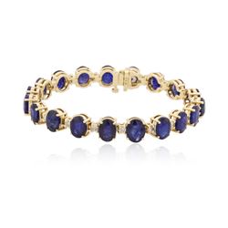 14KT Yellow Gold 31.25 ctw Corundum and Diamond Bracelet