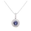 Image 2 : 14KT White Gold 1.49 ctw Tanzanite and Diamond Pendant With Chain