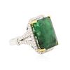 Image 2 : 14KT Two-Tone 16.49 ctw Emerald and Diamond Ring