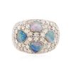 Image 1 : 14KT Two-Tone Gold Opal and Diamond Ring