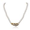 Image 2 : 18KT Yellow Gold 0.18 ctw Diamond and  Pearl Necklace