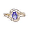 Image 1 : 14KT Yellow Gold 0.80 ctw Tanzanite and Diamond Ring