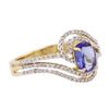 Image 2 : 14KT Yellow Gold 0.80 ctw Tanzanite and Diamond Ring