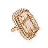 Image 2 : 14KT Rose Gold GIA Certified 40.64 ctw Morganite and Diamond Ring