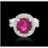 Image 1 : 18KT White Gold 6.08 ctw Rubellite and Diamond Ring