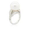 Image 3 : 14KT White Gold Pearl and Diamond Ring