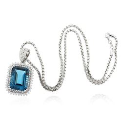 14KT White Gold 25.61 ctw Topaz and Diamond Pendant With Chain