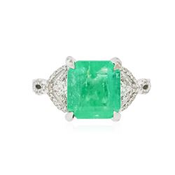 14KT White Gold 4.24 ctw Emerald and Diamond Ring