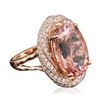 Image 2 : 14KT Rose Gold 12.12 ctw Morganite and Diamond Ring