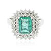 Image 1 : 14KT White Gold 1.20 ctw Emerald and Diamond Ring