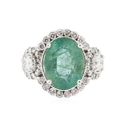 14KT White Gold 3.66 ctw Emerald and Diamond Ring