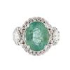 Image 1 : 14KT White Gold 3.66 ctw Emerald and Diamond Ring