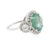 Image 2 : 14KT White Gold 3.66 ctw Emerald and Diamond Ring