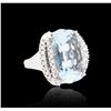 Image 2 : 14KT White Gold 22.00 ctw Aquamarine and Diamond Ring
