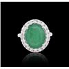 Image 1 : 14KT White Gold 5.95 ctw Emerald and Diamond Ring