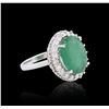 Image 2 : 14KT White Gold 5.95 ctw Emerald and Diamond Ring