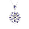 Image 2 : 14KT White Gold 6.13 ctw Tanzanite and Diamond Pendant With Chain