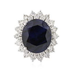 14KT White Gold 11.66 ctw Sapphire and Diamond Ring