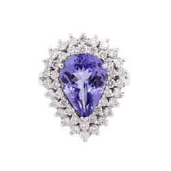 14KT White Gold 5.20 ctw Tanzanite and Diamond Ring