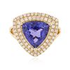 Image 1 : 14KT Yellow Gold 4.45 ctw Tanzanite and Diamond Ring