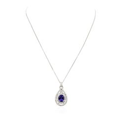 14KT White Gold 3.14 ctw Tanzanite and Diamond Pendant With Chain