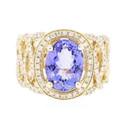 14KT Yellow Gold 3.29 ctw Tanzanite and Diamond Ring