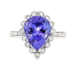 14KT White Gold 4.81 ctw Tanzanite and Diamond Ring