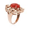 Image 3 : 14KT Rose Gold 3.17 ctw Coral and Diamond Ring