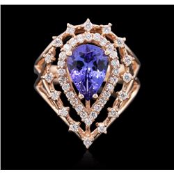 14KT Rose Gold 2.39 ctw Tanzanite and Diamond Ring