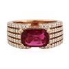 Image 1 : 14KT Rose Gold 2.42 ctw Rubelite and Diamond Ring