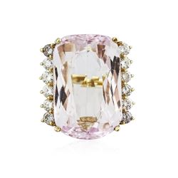 14KT Yellow Gold GIA Certified 65.77 ctw Kunzite and Diamond Ring