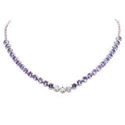 14KT White Gold 12.74 ctw Tanzanite and Diamond Necklace