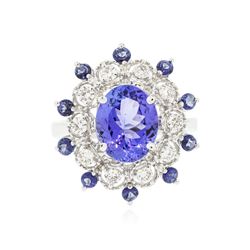 14KT White Gold 3.43 ctw Tanzanite and Diamond Ring