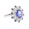 Image 2 : 14KT White Gold 3.43 ctw Tanzanite and Diamond Ring