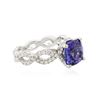Image 2 : 18KT White Gold 2.98 ctw Tanzanite and Diamond Ring