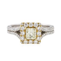 18KT Two-Tone Gold 0.83 ctw Fancy Yellow Diamond Ring