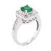 Image 3 : 14KT White Gold 0.77 ctw Emerald and Diamond Ring