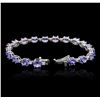 Image 3 : 14KT White Gold 15.96 ctw Tanzanite and Diamond Bracelet