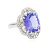 Image 2 : 14KT White Gold 5.45 ctw Tanzanite and Diamond Ring