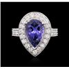 Image 1 : 14KT White Gold 3.30 ctw Tanzanite and Diamond Ring