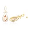 Image 2 : 14KT Yellow Gold 21.98 ctw Morganite and Diamond Earrings