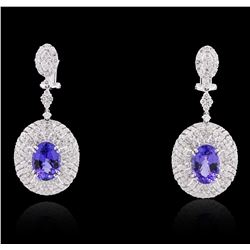 18KT White Gold 7.32 ctw Tanzanite and Diamond Earrings